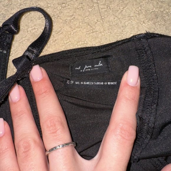 UO Out From Under Black Silk Bodysuit - Picture 2 of 5